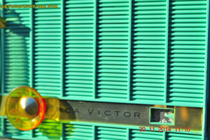 SOLD! - Dec 6, 2014 - TURQUOISE Retro Jetsons Vintage 1957 RCA Victor Model C-3HE AM Tube Radio WORKS! - [product_type} - RCA Victor - Retro Radio Farm