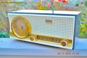 SOLD! - Dec 17, 2014 - CHARCOAL Retro Jetsons Vintage 1957 Travler Model 50C323 AM Tube Clock Radio WORKS! - [product_type} - Travler - Retro Radio Farm