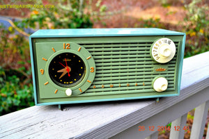SOLD! - Dec 30, 2014 - PEA GREEN FANTASY Vintage 1955 Admiral 4E3A AM Tube Clock Radio Works! - [product_type} - Admiral - Retro Radio Farm