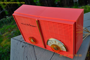 SOLD! - June 6, 2015 - BLUETOOTH MP3 READY - WACKY LOOKING Salmon Pink Retro Jetsons Vintage 1957 Philco G826-124 AM Tube Radio WORKS! - [product_type} - Philco - Retro Radio Farm