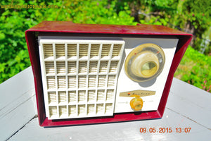 SOLD! - Aug 24, 2015 - MAROON Mid Century Retro Jetsons Vintage 1959 Wards Airline Model GEN-1668A Tube Radio Totally Restored! - [product_type} - Airline - Retro Radio Farm