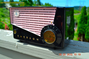 SOLD! - June 10, 2015 - AWESOME Black and Pink Retro Vintage 1957 Emerson 851 AM Tube Radio Totally Restored! - [product_type} - Emerson - Retro Radio Farm