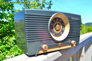 SOLD! - Aug 4, 2015 - GUNMETAL GREEN Mid Century Retro Jetsons 1954 Truetone Model D2637 Tube AM Radio Works!