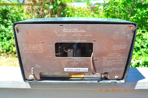 SOLD! - Aug 4, 2015 - GUNMETAL GREEN Mid Century Retro Jetsons 1954 Truetone Model D2637 Tube AM Radio Works! - [product_type} - Truetone - Retro Radio Farm