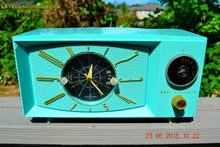 Load image into Gallery viewer, SOLD! - Nov 24, 2015 - BLUETOOTH MP3 READY - Aquamarine Retro Jetsons 1959 Westinghouse Model H671T5 Tube AM Clock Radio Totally Restored! - [product_type} - Westinghouse - Retro Radio Farm