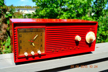Load image into Gallery viewer, SOLD! - Dec 4, 2015 - BLUETOOTH MP3 READY - RED Red Red Retro Jetsons 1956 Admiral Model 5B4 Tube AM Clock Radio Totally Restored! - [product_type} - Admiral - Retro Radio Farm
