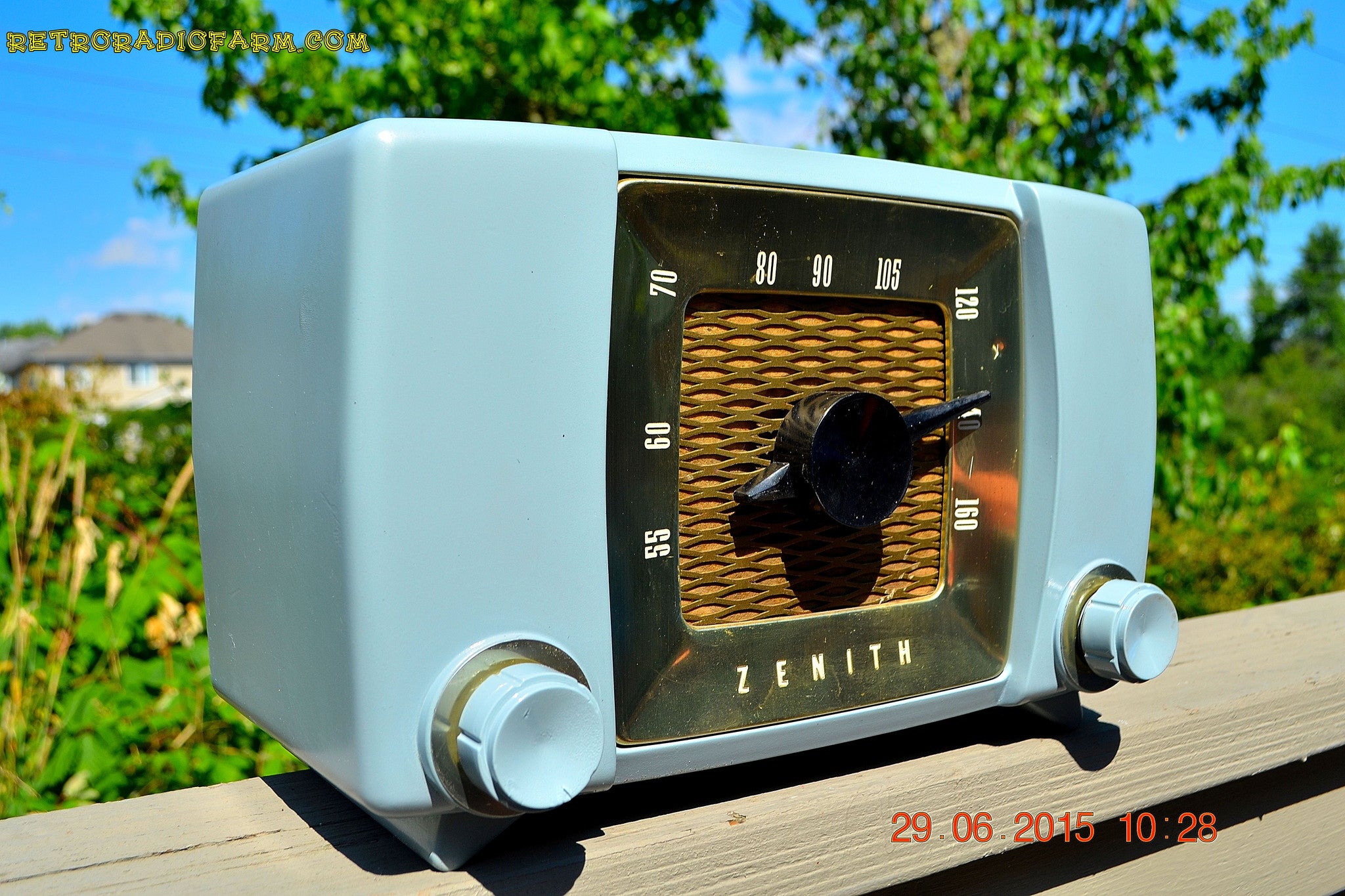 SOLD! - July 23, 2015 - BLUETOOTH MP3 READY -  Slate Grey Retro Mid Century Deco Vintage 1951 Zenith H615 AM Tube Radio Sounds Great! - [product_type} - Zenith - Retro Radio Farm