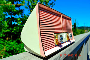 SOLD! - Dec 26, 2015 - FLAMINGO PINK Twin Speaker Retro Vintage 1959 Philco Model JB46-124 AM Tube Radio Totally Restored! - [product_type} - Philco - Retro Radio Farm