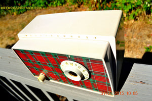 SOLD! - Sept 9, 2015 - MAD FOR PLAID! Mid Century Retro Vintage 1956 Westinghouse H503T5A Tube AM Radio WORKS! - [product_type} - Westinghouse - Retro Radio Farm