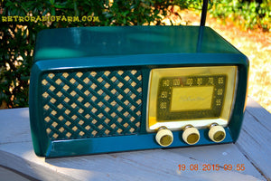 SOLD! - Dec 28, 2015 - GARDEN HOME GREEN Retro Jetsons Vintage 1955 Silvertone Model 2014 AM Tube Radio Totally Restored! - [product_type} - Silvertone - Retro Radio Farm