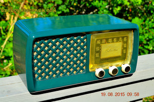 SOLD! - Dec 28, 2015 - GARDEN HOME GREEN Retro Jetsons Vintage 1955 Silvertone Model 2014 AM Tube Radio Totally Restored!