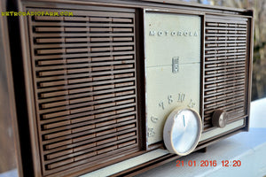 SOLD! - Feb 6, 2017 - TAN Mid Century Retro Jetsons Vintage 1965 Motorola AC80BN AM Tube Radio Works! - [product_type} - Motorola - Retro Radio Farm
