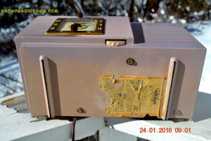 SOLD! - Feb 20, 2016 - BLUETOOTH MP3 Ready - Lavender Taupe Mid Century Vintage 1948 Telechron Model 8H67 Tube AM Clock Radio Works Great! - [product_type} - General Electric - Retro Radio Farm