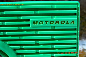 SOLD! - Aug 7, 2016 - HOLY GRAIL Turbine in SEA GREEN Mid Century Retro Jetsons 1957 Motorola 56H Tube AM Radio Works Amazing! - [product_type} - Motorola - Retro Radio Farm