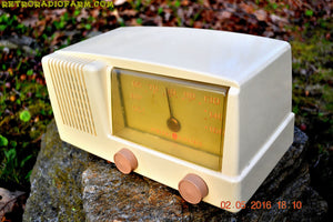 SOLD! - Nov 29, 2016 - BLUETOOTH MP3 READY - Antique Ivory Mid Century Retro Vintage 1950 General Electric Model 414 AM Tube Radio Totally Restored! - [product_type} - General Electric - Retro Radio Farm