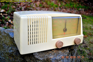 SOLD! - Nov 29, 2016 - BLUETOOTH MP3 READY - Antique Ivory Mid Century Retro Vintage 1950 General Electric Model 414 AM Tube Radio Totally Restored! - [product_type} - General Electric - Retro Radio Farm