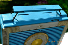 Load image into Gallery viewer, SOLD! - Dec 4, 2016 - CLEOPATRA Teal and Gold Vintage Antique Mid Century 1955 Bulova Companion Model 206 Portable Tube AM Radio Bling! Bling! - [product_type} - Bulova - Retro Radio Farm