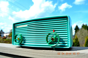 SOLD! - August 18, 2014. - BEAUTIFUL TURQUOISE Retro Jetsons 1957 Motorola 57R Tube AM Radio WORKS! - [product_type} - Motorola - Retro Radio Farm