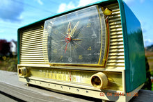 Load image into Gallery viewer, SOLD! - July 15, 2014 - BEAUTIFUL AQUA Retro Jetsons 1956 RCA Victor 9-C-71 Tube AM Clock Radio WORKS! - [product_type} - Vintage Radio - Retro Radio Farm
