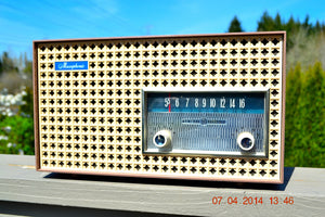 SOLD! - Dec 24, 2014 - SAHARA TAUPE Atomic Age Vintage 1957 General Electric T-166 Tube AM Radio WORKS! - [product_type} - General Electric - Retro Radio Farm