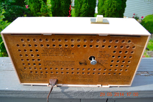 SOLD! - July 3, 2014 - POWDER PINK Vintage Atomic Age 1959 Admiral Y3354 Tube AM Radio Clock Alarm Works! - [product_type} - Admiral - Retro Radio Farm