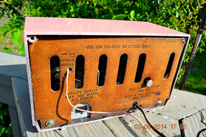 SOLD! - Nov 3, 2014 - PANTHER PINK Retro Jetsons 1954 DeWald H528 Tube AM Bakelite Clock Radio WORKS! - [product_type} - DeWald - Retro Radio Farm