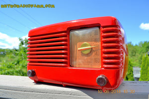 SOLD! - June 16, 2014 - LIPSTICK RED Vintage Deco Retro 1949 Philco Transitone 49-500 AM Bakelite Tube Radio Works! Wow! - [product_type} - Admiral - Retro Radio Farm