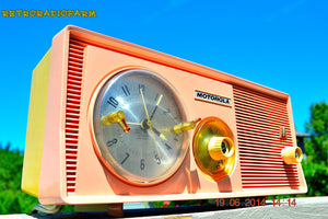 SOLD! - Dec 15, 2014 - SASSY PINK Retro Jetsons 1957 Motorola 5C14PW Tube AM Clock Radio WORKS! - [product_type} - Motorola - Retro Radio Farm