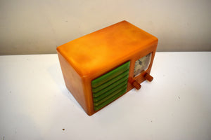 Yellow and Green Catalin 1936-37 FADA Model 5F60 'Baby FADA' Vacuum Tube AM Radio Excellent Condition! Rare Model!