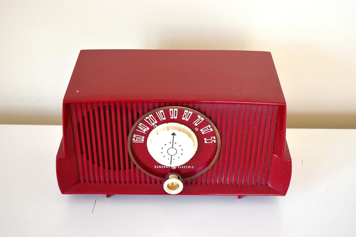 Cranberry Red 1954 General Electric Model 452 AM Vacuum Tube Radio