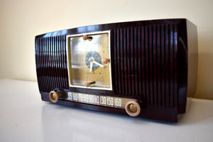 Burgundy Swirl 1954 General Electric Model 548PH AM Vacuum Tube Radio Sounds Great!