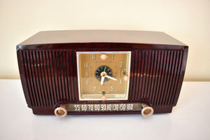 Burgundy Swirl 1954 General Electric Model 548PH AM Vacuum Tube Radio Sounds Great!