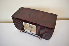 Load image into Gallery viewer, Burgundy Swirl 1954 General Electric Model 548PH AM Vacuum Tube Radio Sounds Great!