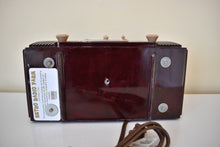 Load image into Gallery viewer, Burgundy Swirl 1954 General Electric Model 548PH AM Vacuum Tube Radio Sounds Great!