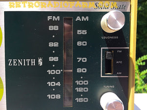 SOLD! - July 3, 2017 - AVOCADO Green Retro Mid Century Vintage 1972 Zenith Model C-412F AM FM Solid State Radio Amazing! - [product_type} - Zenith - Retro Radio Farm