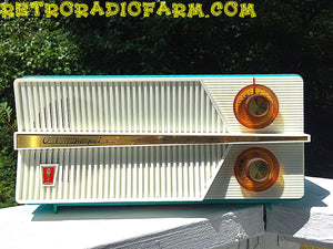 SOLD! - Dec 17, 2016 - AZURITE Blue Mid Century Jet Age Retro 1959 Olympic Model 557 Tube AM Radio Totally Awesome!! - [product_type} - Olympic - Retro Radio Farm