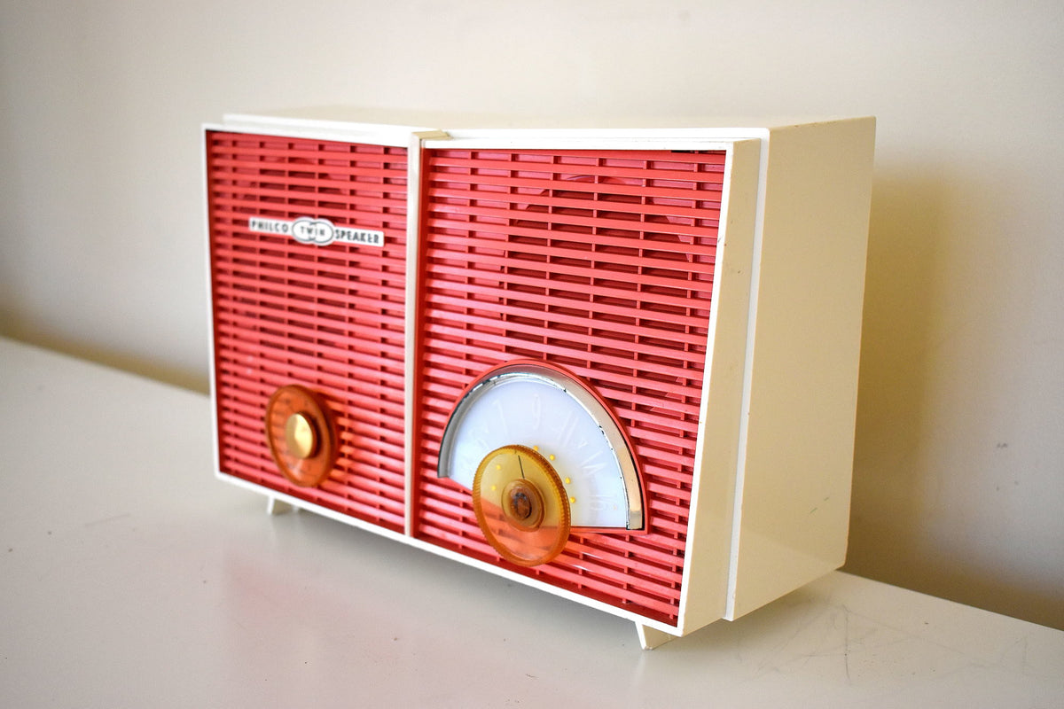 コーラルとホワイトのシェブロン レトロ Jetsons ヴィンテージ 1957