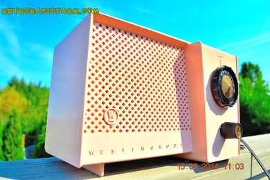 SOLD! - Oct 19, 2014 - CARNATION PINK Retro Jetsons Vintage 1957 Westinghouse H-744T4 AM Tube Radio WORKS!