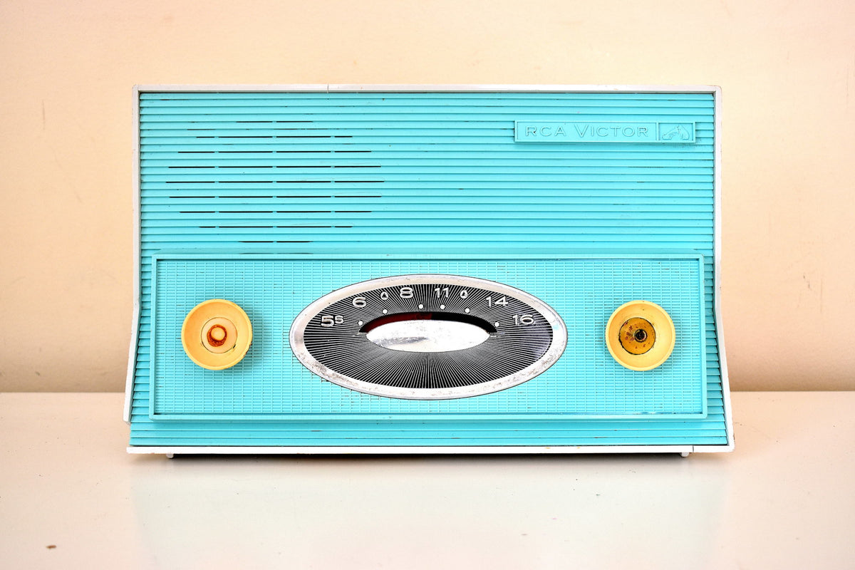 Bluetooth 準備完了 - ターコイズとホワイト 1957 RCA Victor Model1