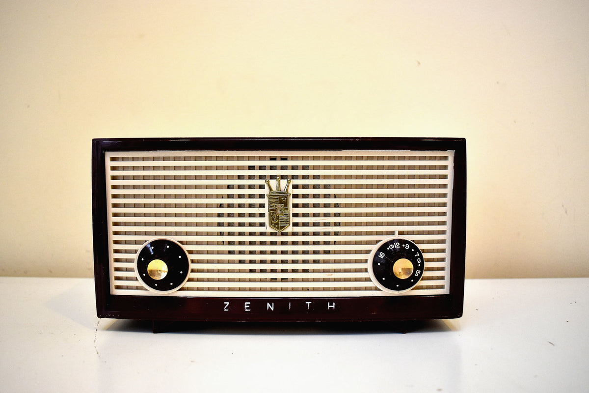 ふ*や様 ゼニス　ラジオ　昭和レトロ　 ゼニスZENITH（アメリカ）真空管 オックスブラッド アイボリー 1960 ゼニス モデル B508R AM 真空管