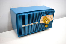 Load image into Gallery viewer, Cobalt Blue 1960 Motorola Model A9B Vacuum Tube AM Radio Mint Condition Little Screamer!
