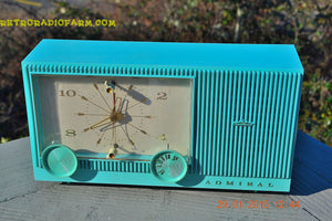 SOLD! - Feb 18, 2015 - IMMACULATE AQUA Retro Jetsons 1964 Admiral Radio Model Y3149 "Celebrity" Tube AM Clock Radio WORKS! - [product_type} - Admiral - Retro Radio Farm
