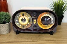 Load image into Gallery viewer, Espresso Brown Owl Eyes 1951 Zenith Model G516 AM Vacuum Tube Radio Great Looking and Sounding!