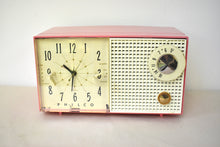 Charger l'image dans la galerie, Hot Pink 1959 Philco Model F743-124 AM Vacuum Tube Clock Radio Rare Color Sounds Great!