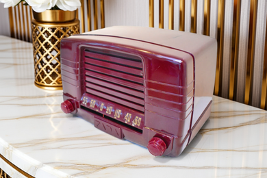 Burgundy Red  1949 FADA Model 855 Coloradio AM Vacuum Tube Radio Sounds Great!