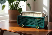 Load image into Gallery viewer, Ranger Green 1954 Hallicrafters Model 612 AM Vacuum Tube Radio Sounds Great! Rare Model Color Combo!