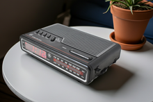 Load image into Gallery viewer, Matte Black 1980s General Electric Model 7-4614A AM FM Digital Alarm Clock Radio! Excellent Condition!