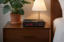 Load image into Gallery viewer, Matte Black 1980s General Electric Model 7-4614A AM FM Digital Alarm Clock Radio! Excellent Condition!