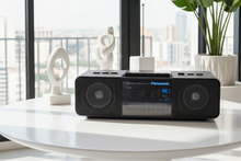 Load image into Gallery viewer, Tech Black 1980s Panasonic Model RX-250 AM FM Cassette Tape Digital Alarm Clock Radio! Excellent Condition! Sounds Great!