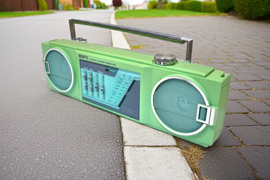 Neon Green GPX Model A275R AM FM Mini Boombox Radio! Sounds Great Excellent Condition!
